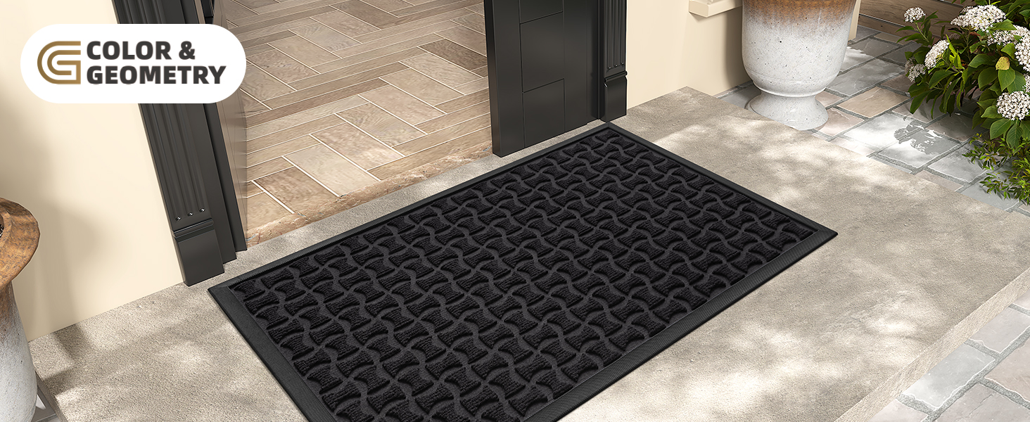 Килимок для дому та вулиці, чорний, 44x76 см - антиковзаюче покриття для входу, порогу, тераси