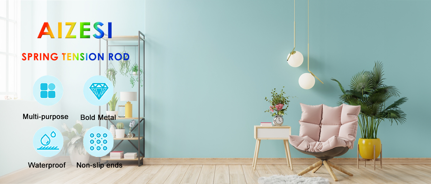 Штанга для карнизів AIZESI без свердління, 70-130 см, телескопічна, біла (діаметр 22 мм)