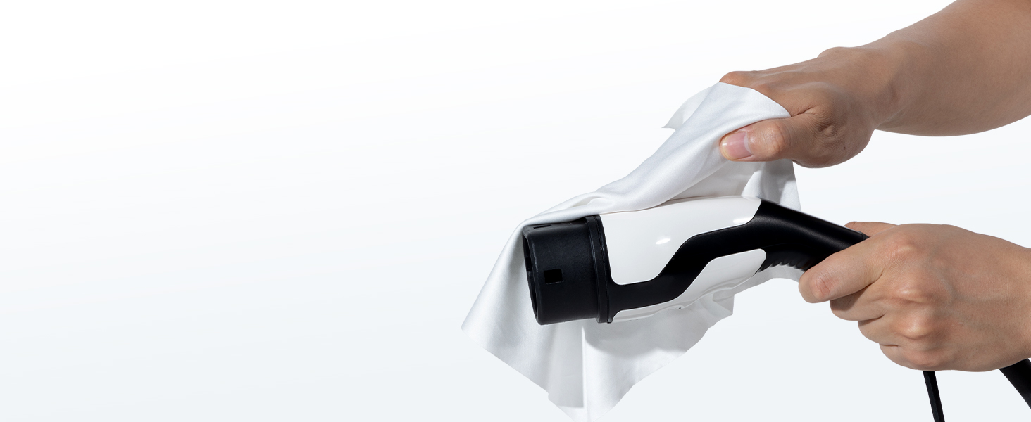 Кабель зарядки Tomons Typ 2 (32A, 22kW, 5м) для електромобілів (EV/PHEV) з тримачем та мікрофіброю. Сумісний з Model S/3/X/Y, ID.3, ID.4