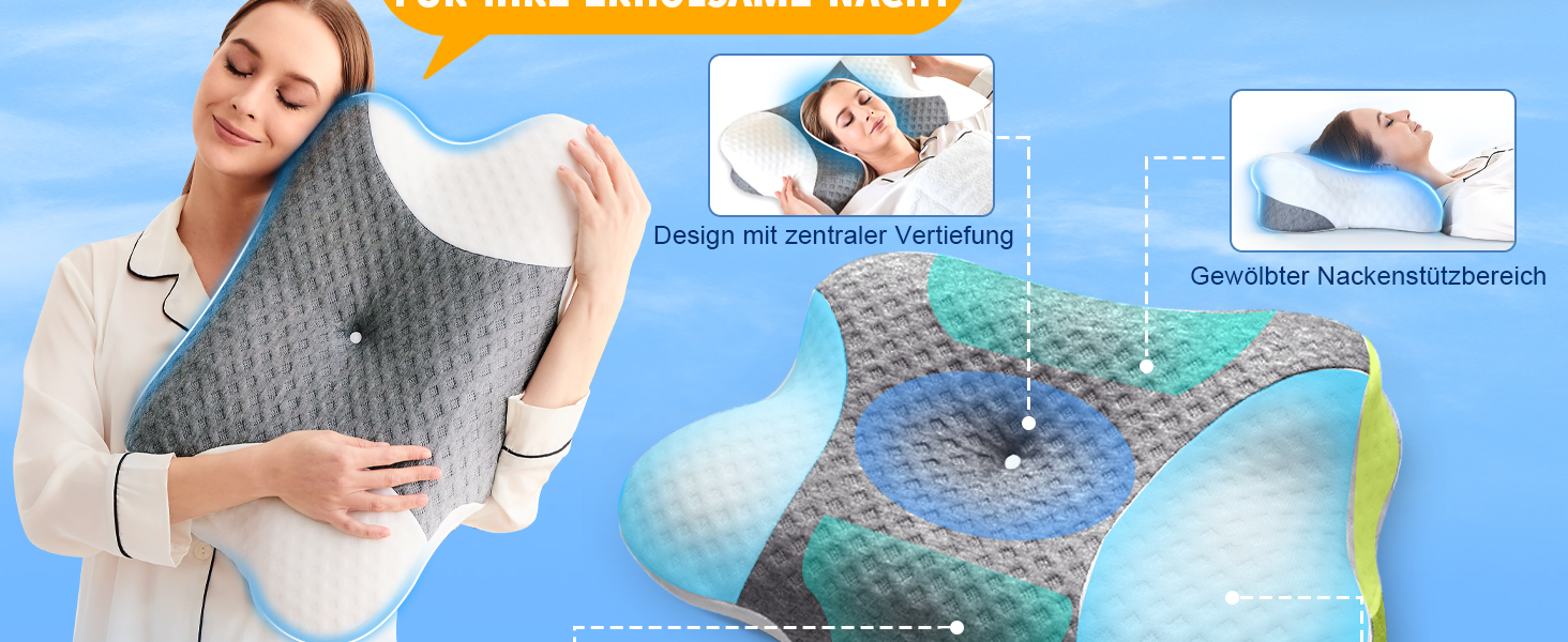 Ортопедична подушка для шиї VJASD з піною з пам'яті - ергономічна подушка для голови проти болю в шиї, регульована по висоті для тих, хто спить на боці з дихаючим чохлом для спокійного сну, білий