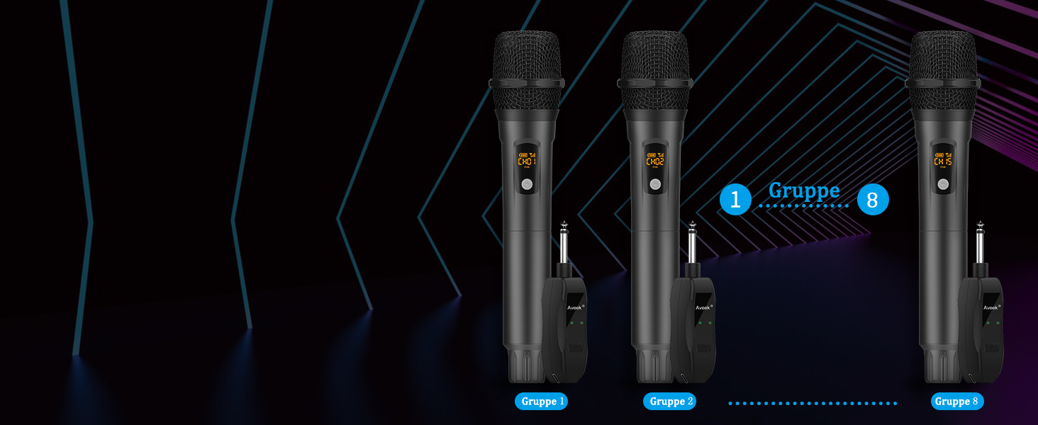 Aveek Караоке Мікрофон Бездротовий Набір, 2 шт. (2.4GHz, 6.35/3.5mm, з перезаряджаним приймачем)