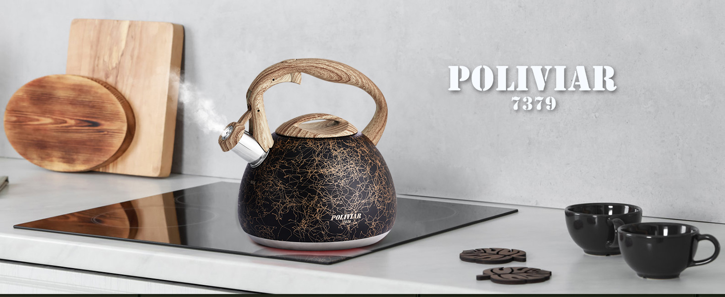 Електричний чайник Poliviar Moderne Induktion, 2.7L, нержавіюча сталь, чорне золото