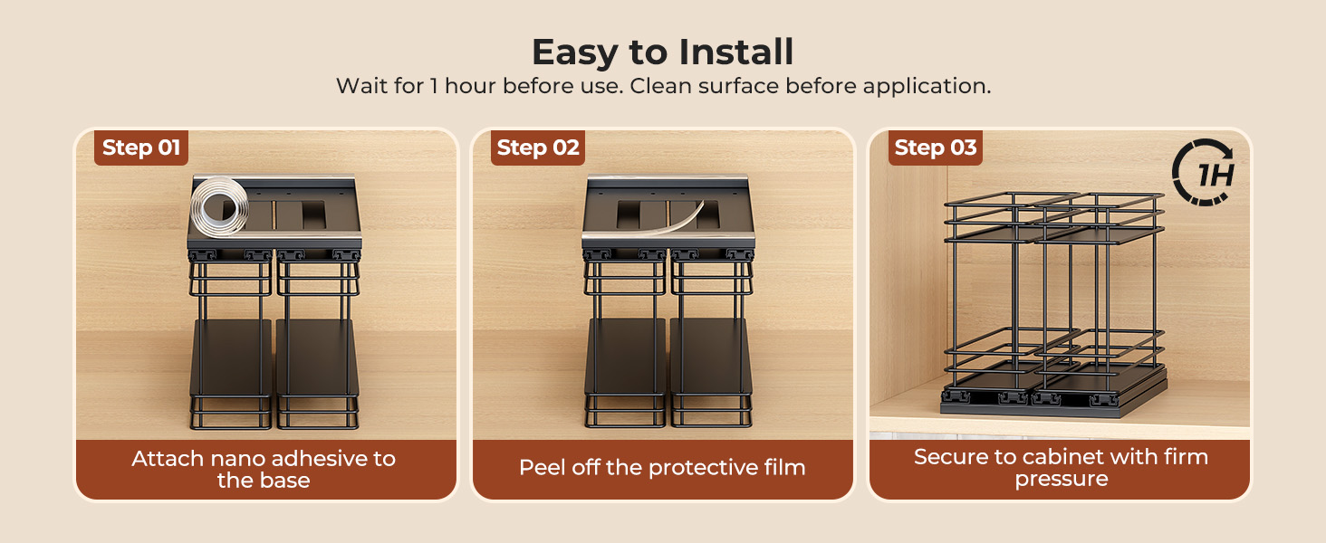 Організатор для спецій Orimade висувний, 3 шт. (2 шт. 8 см, чорний)