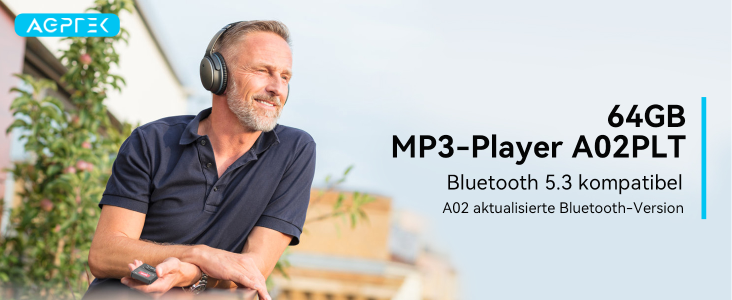 MP3 плеєр AGPTEK 64GB Bluetooth 5.3, 1.8