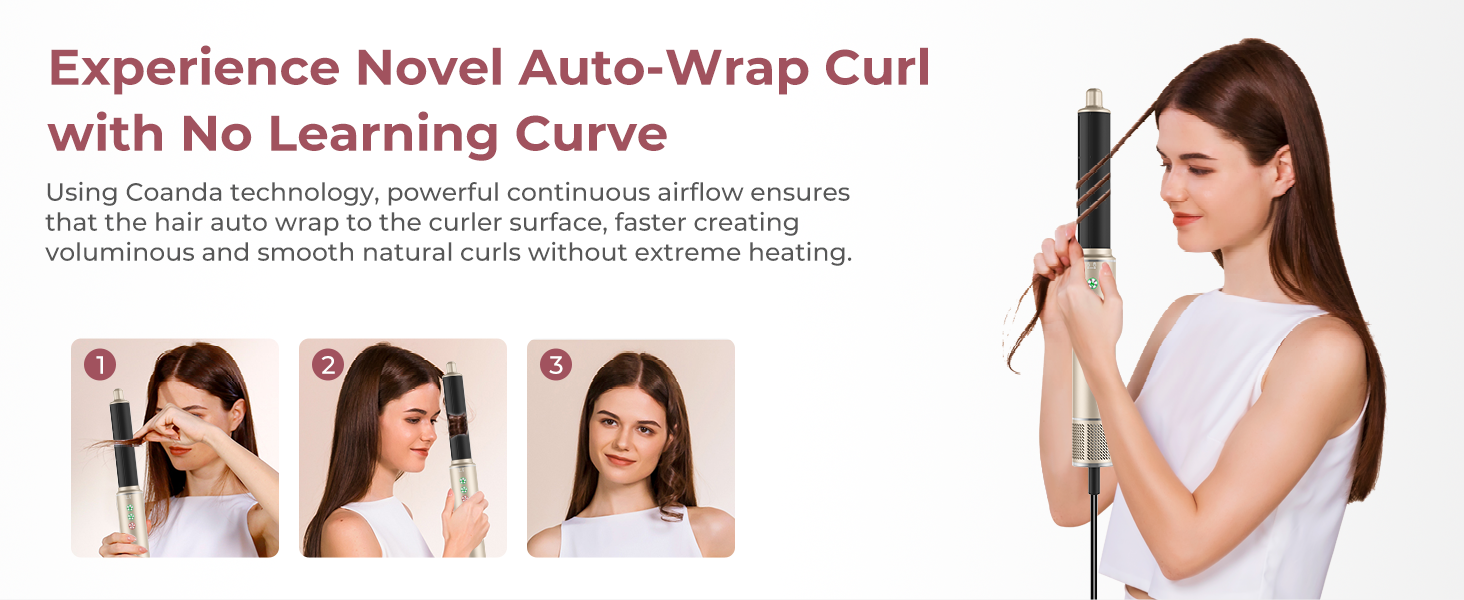 Air Styler 7 в 1: Фен-щітка, фен-щітка з дифузором, плойка для локонів, об'єм та укладка волосся, 1300W, 110000 обертів/хв