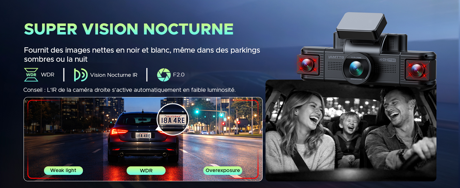 Автомобільний відеореєстратор LAMTTO 4K 360°: 4 канали (перед, зад, салон, боки), 2K передня камера, 1080P, 5GHz WiFi, нічна ІЧ-зір, датчик удару G-сенсор, паркувальний моніторинг, з карткою 64GB та Hardwire-kit