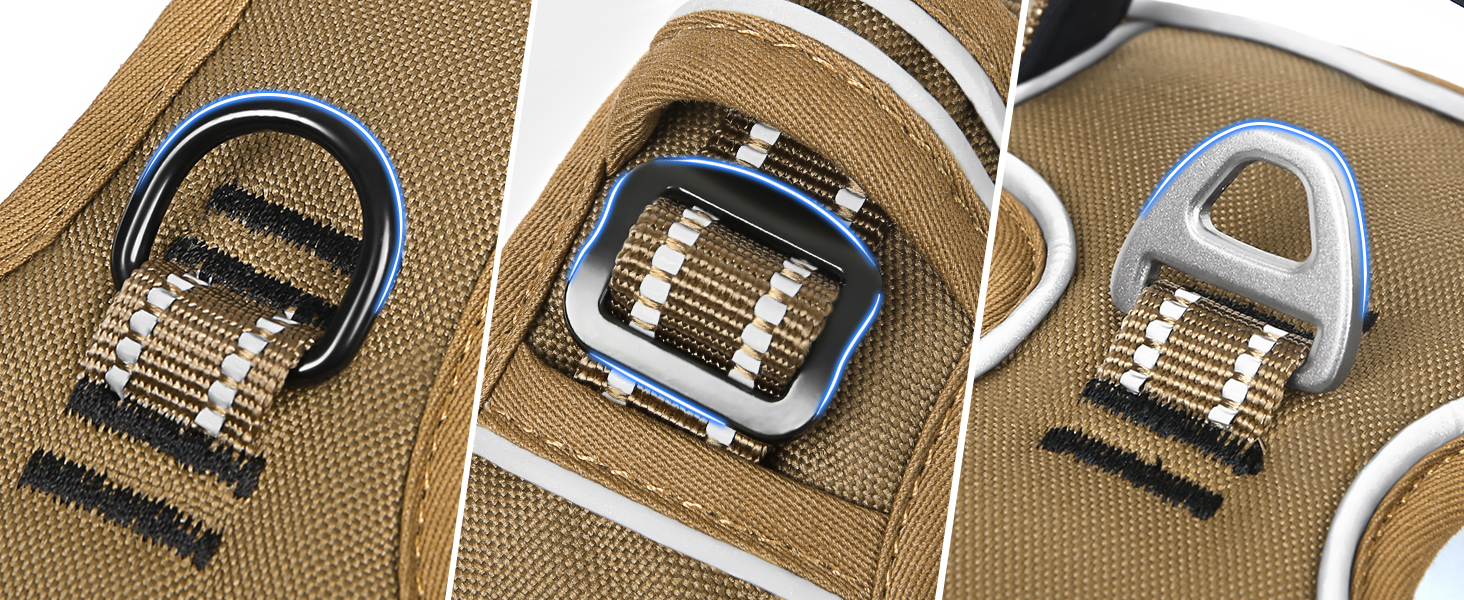 Шлейка для собак HEELE з регулюванням натягу, світловідбиваюча, для середніх собак, з м'якою ручкою, 1 пряжка, легко одягається, коричнева, розмір M, обхват грудей 38-71 см, Uni-Khaki