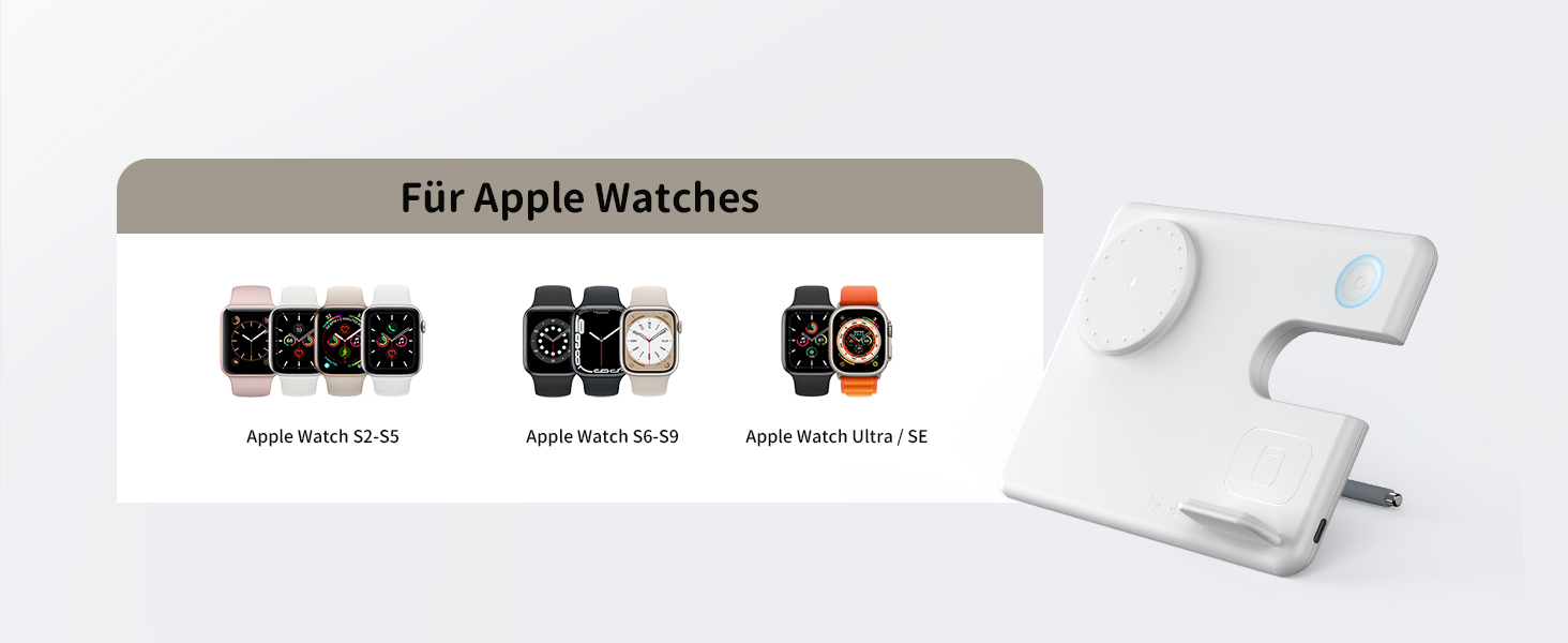 Зарядний пристрій JoyGeek 3-в-1 з MagSafe для Apple Watch, iPhone 16/15/14/13/12 та AirPods, складна зарядка