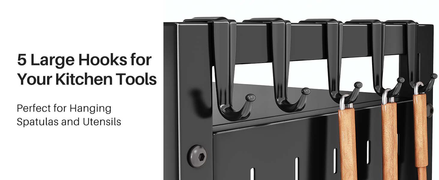 Стійка для мікрохвильової печі SAYZH, 2-рівнева розширювана, з 10 гачками, чорна