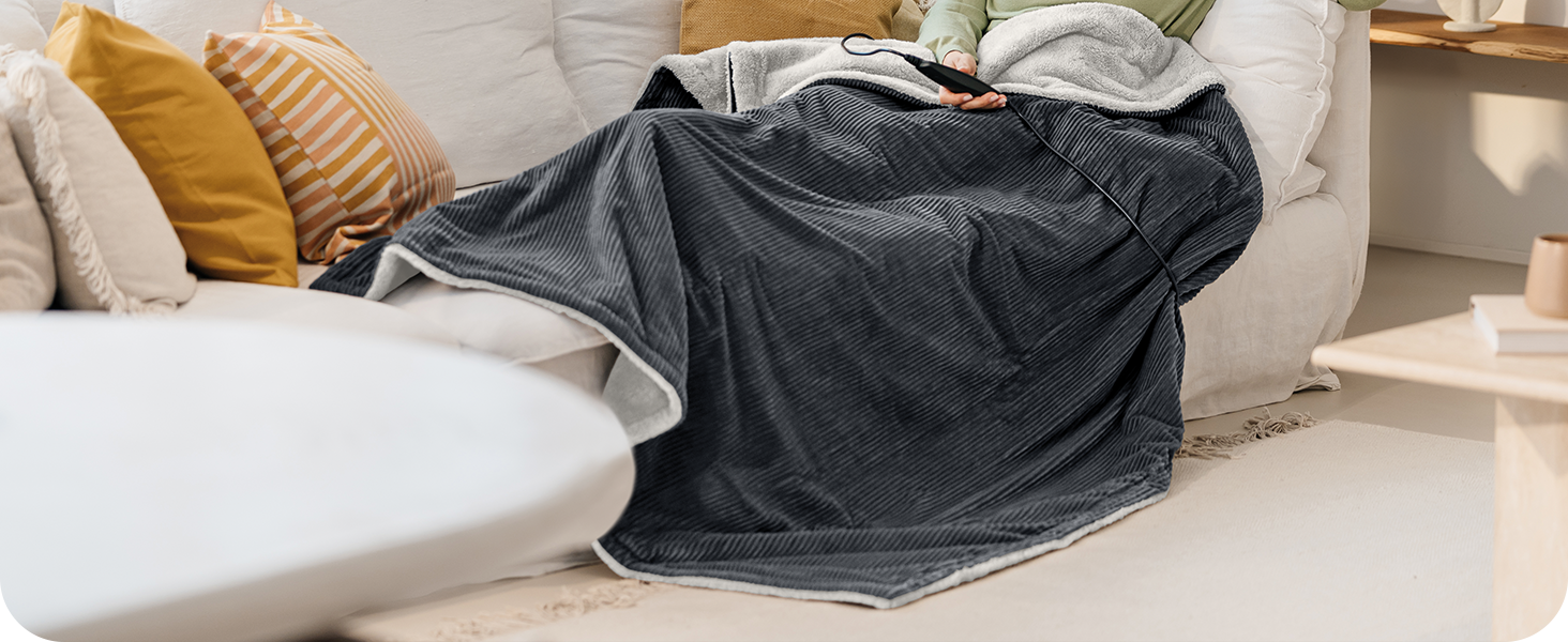 Електрична ковдра Beurer HD 75 з переробленого матеріалу, 180x130 см, 6 температурних режимів, автовимкнення