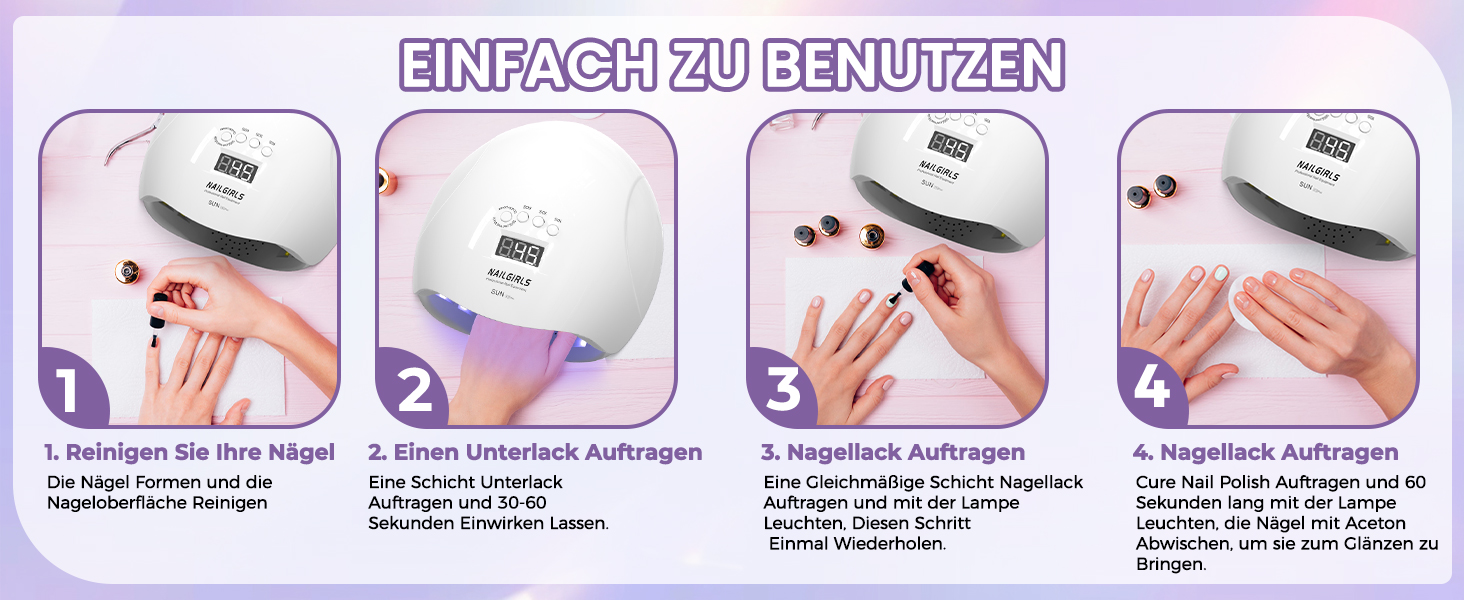 LED UV лампа для нігтів NAILGIRLS 150W з таймером, LCD дисплеєм та знімною магнітною пластиною (біла)