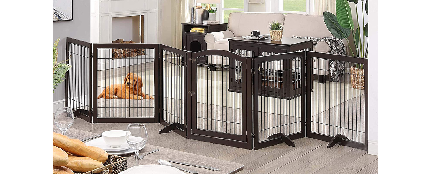 Захисний бар'єр для каміну Unipaws, огорожа для собак, портативне металеве перегородження, захист від сходів без свердління, 6 панелей, білий (Espresso)