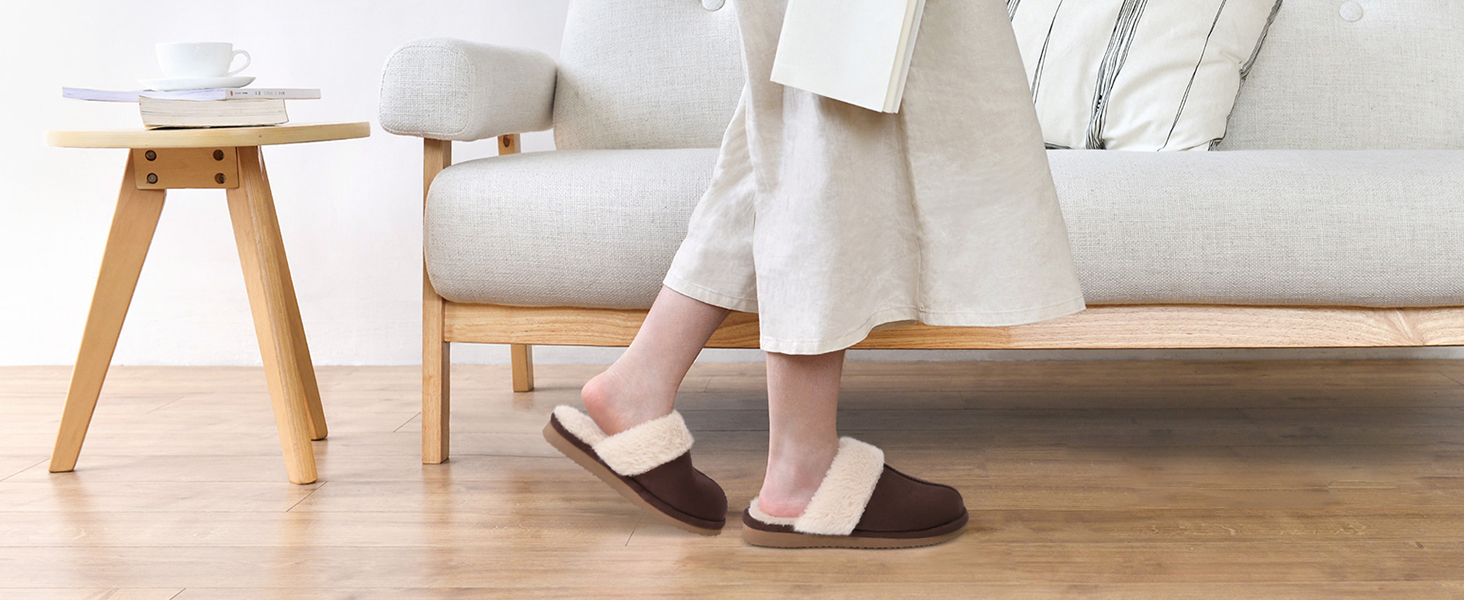 Жіночі халапи Litfun: теплі плюшеві тапочки з замшею та меморі-піною, з штучним хутром, для дому та вулиці, 38/38.5 EU, колір каштановий