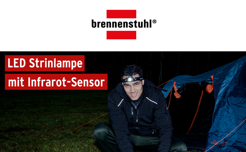 Ліхтар-налобний Brennenstuhl LuxPremium LED з акумулятором, сенсором та USB, 400 лм, OSRAM, червоне світло, IP44, до 50 годин роботи
