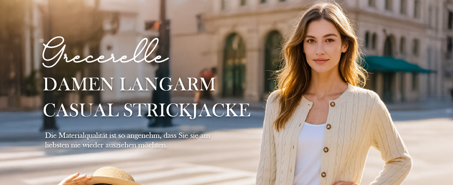 Жіночий в'язаний кардиган GRECEREE з V-подібним вирізом та ґудзиками, осінньо-зимовий светр з кишенями (Вершково-жовтий, L)