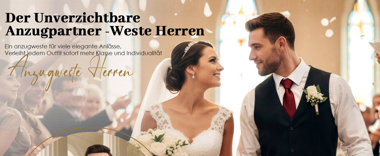 Костюмний жилет чоловічий HISDERN: елегантний, slim fit, для весілля та офіційних заходів, 3 ґудзики, кишені, S-4XL, бежевий XL