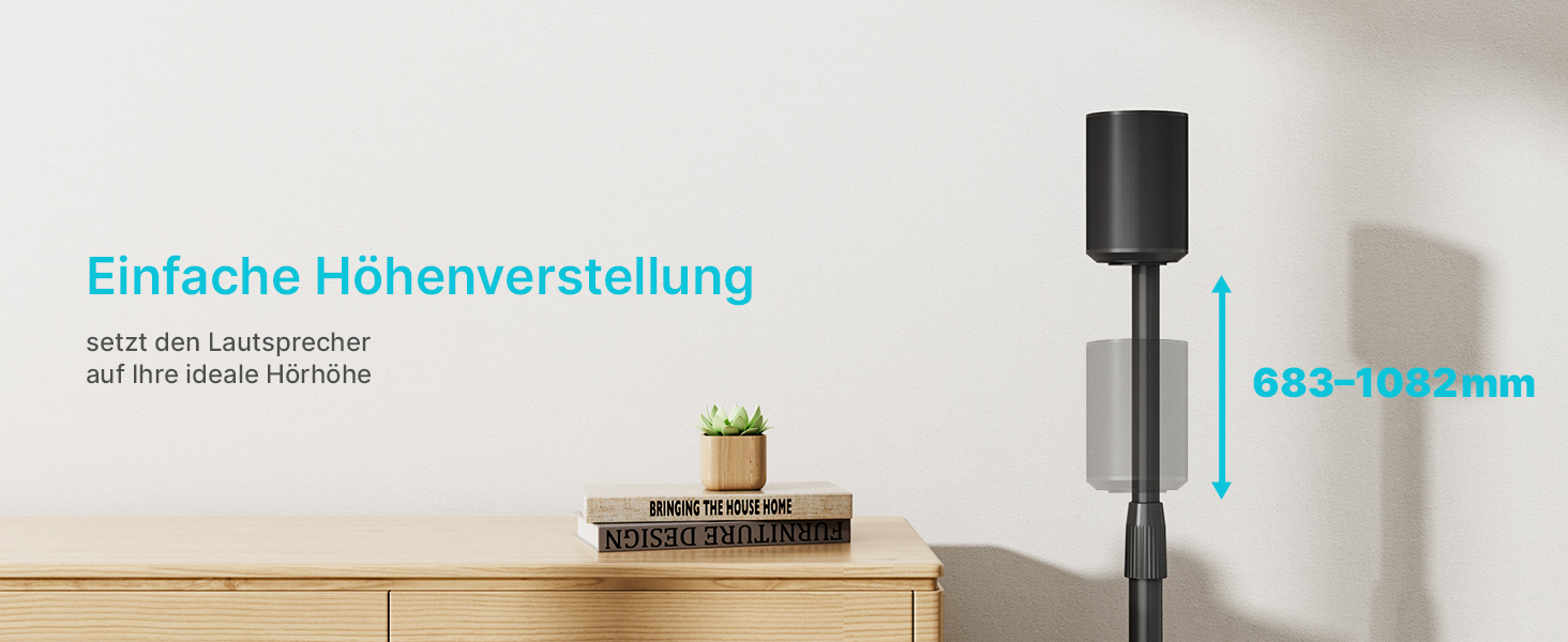 Підлогові стійки для колонок, сумісні з SONOS Era 300 та Era 100, чорні, 2 шт. (до 108 см, 5 кг)