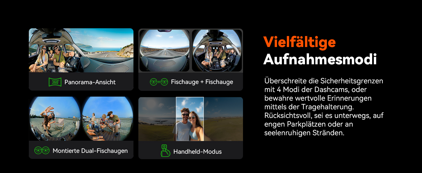 Панорамний автореєстратор VANTRUE E360 ACE 5.2K Dual STARVIS 2 HDR 360°, відеореєстратор з WiFi, GPS, сенсорним екраном 1.54″ та режимом паркування (передній та внутрішній)