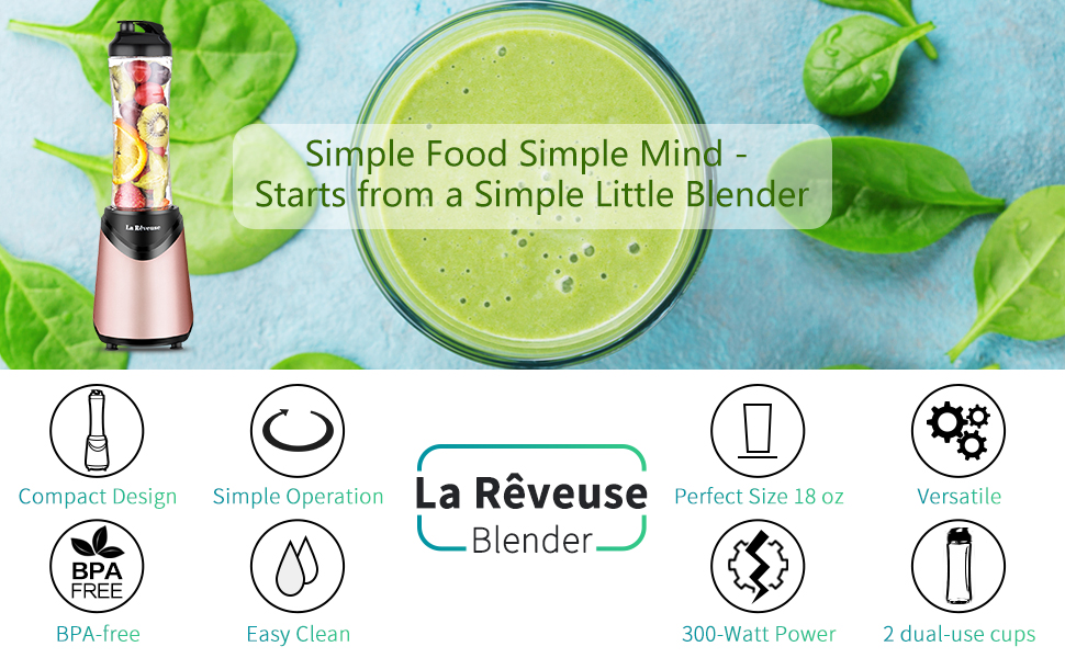 Блендер La Rêveuse Mix&Go: компактний ручний блендер з пляшками 550 мл, рожевий (300 Вт)