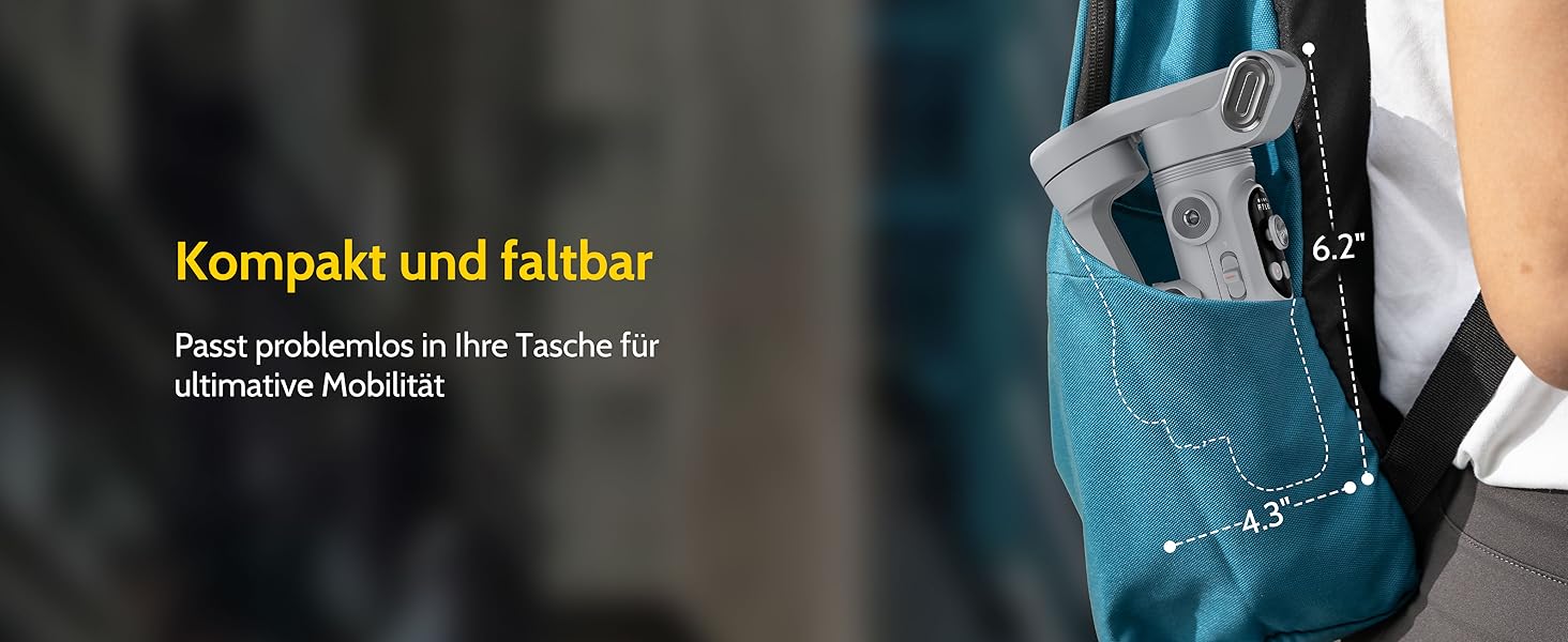 Стабілізатор для смартфона AOCHUAN з 3 осями, з функцією розпізнавання облич, вбудованим світлом, 1/4