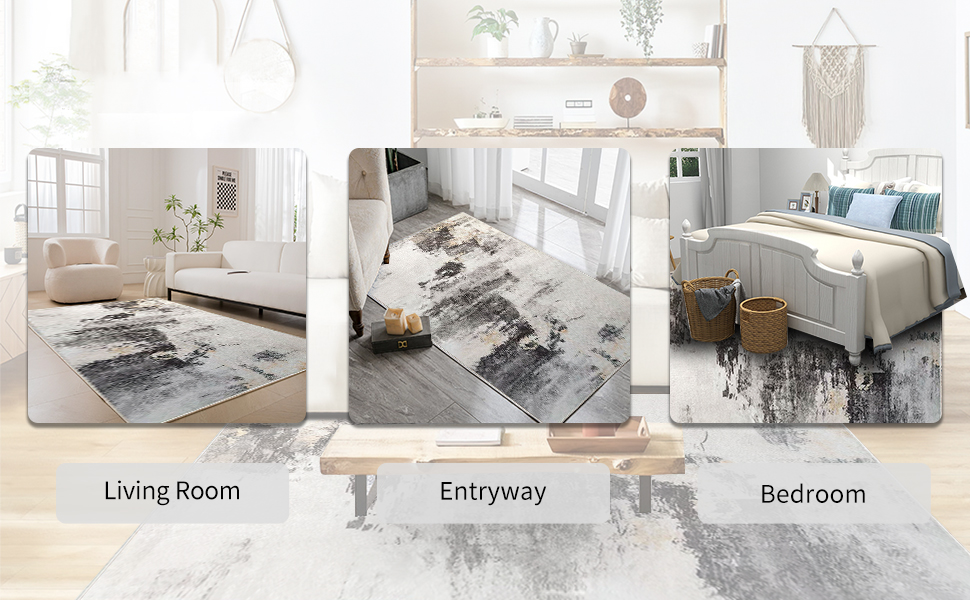 Килим Safunion для вітальні: великий сучасний абстрактний килим з коротким ворсом, м'який килим для спальні (80 x 120 см, 120 x 160 см), абстрактний коричнево-багатокольоровий