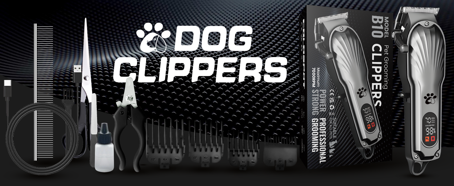 Професійна машинка для стрижки собак з щільним хутром, бездротова, тиха, з LED-дисплеєм, для довгого, товстого, тонкого, кучерявого та хвилястого хутра