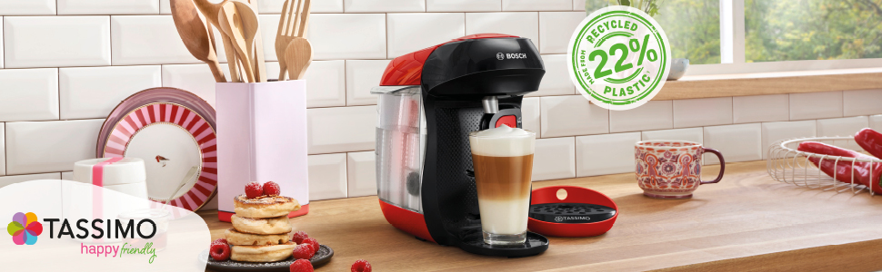 Кавомашина Tassimo Happy TAS1002N від Bosch: 70 напоїв, автоматична, для будь-яких чашок, компактна, 1400 Вт, колір антрацит