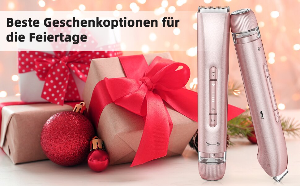 Електричний пристрій для видалення волосся Lady Shaver 2-в-1: електробритва та тример для бікіні. Безболісне видалення волосся для обличчя, тіла, ніг, рук та зони бікіні. IPX7 водонепроникний, рожевий колір.