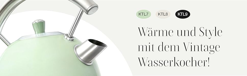 Електричний чайник SWEISS KTL6, Vintage, 1.5 л, нержавіюча сталь, зелений, 2200 Вт