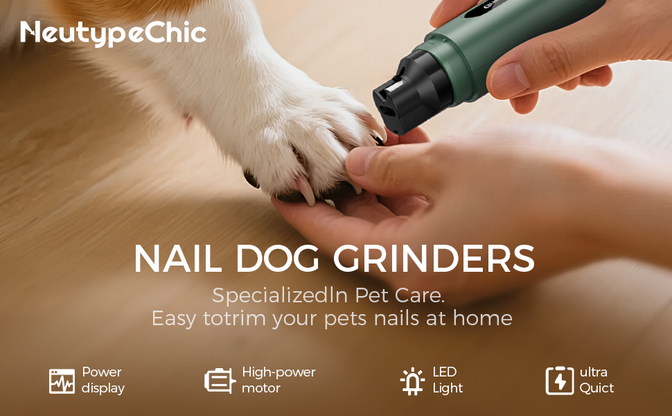 Шліфувальник для собак NEUTYPECHIC з LED-підсвічуванням та LCD-дисплеєм, 5 режимів, для великих, середніх та малих порід