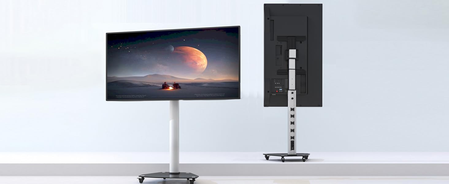 Підставка для телевізора XTRARM Proton 300 з полицею, розетками, USB-портами, VESA 191см, для телевізорів 32-75 дюймів, 40 кг, алюміній, скло, срібло