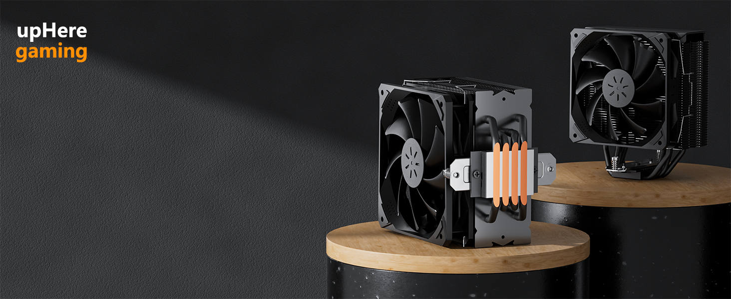 upHere Охолоджувач CPU з 4 Heatpipe, сумісний з Intel 2011/2066 (X79/X99) та AM5/AM4, 120мм вентилятор PWM