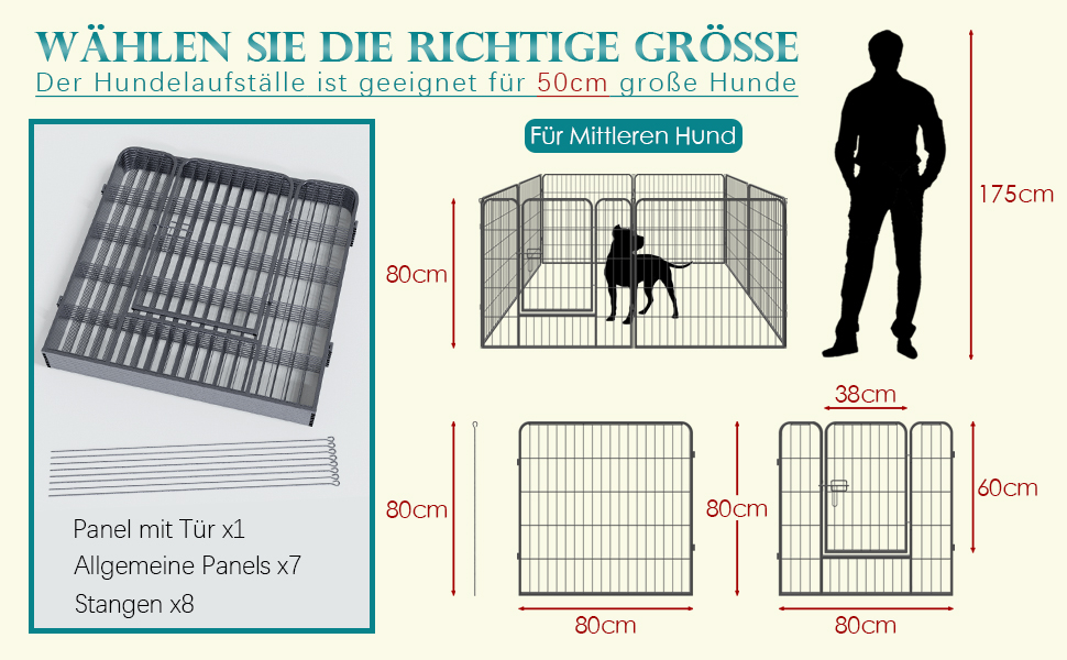 Металевий вольєр для цуценят та собак, 12-секційний загін, висота 60 см, для собак та цуценят