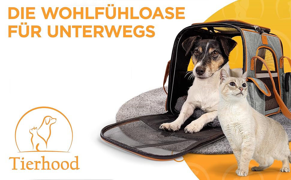 Транспортна переноска для кота Transportbox Katze - Складана та миюча переноска для котів - Сумка для подорожей та транспортування котів - З надійною фіксацією та комфортом - Сіра, розмір M (44x43x32 см)