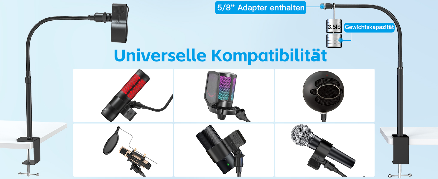 Кріплення для мікрофону Zealsound Hy20-19: регульований штатив-ластик з кріпленням, адаптер 3/8' - 5/8', для Blue Snowball, Ice, Spark, SoloCast