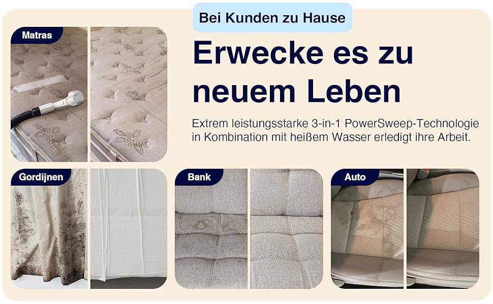 Портативний чистий для килимів та м'яких меблів Samako – 400W, 2 великі резервуари для води, для всіх типів тканини