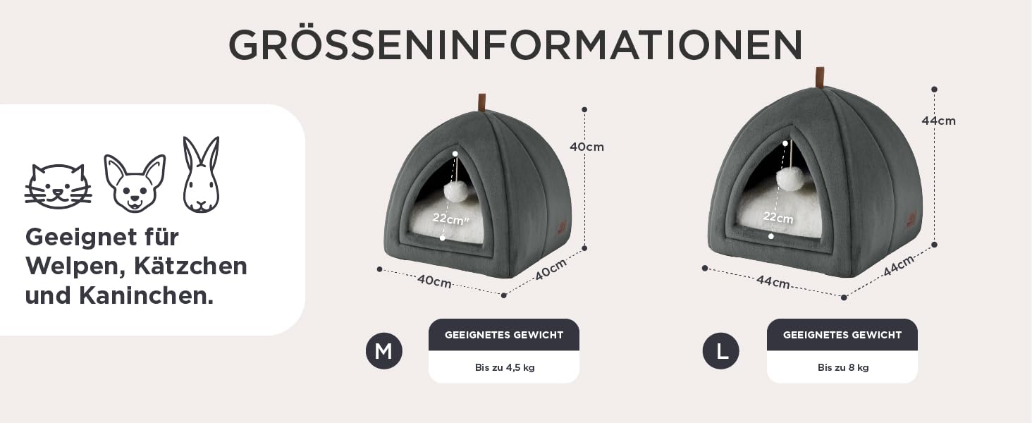 Кігтеточка-будиночок для котів BEDSURE велика, сіра - складане ліжко з миючими подушками, кімната для кошенят, маленьких та середніх тварин, м'який та теплий будиночок для дому, 40x40x40 см
