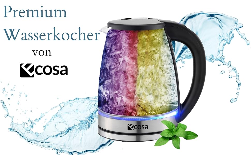 Електричний чайник-заварник Glas 1.8 л, 2200 Вт, нержавіюча сталь, регулювання температури, з підсвічуванням, BPA Free