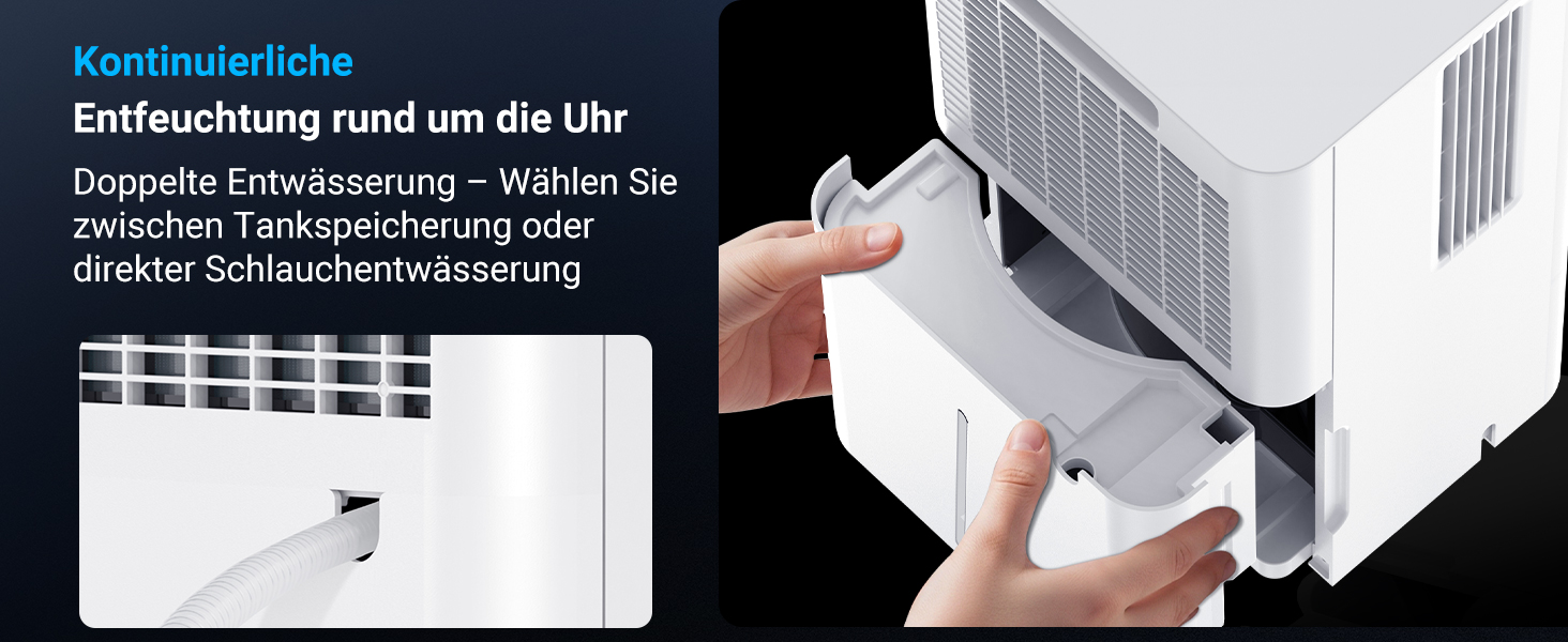 Електричний осушувач повітря 20л/день з датчиком вологості та LED дисплеєм, таймером, 3 режими, для спальні, офісу, підвалу, безперервна подача, білий