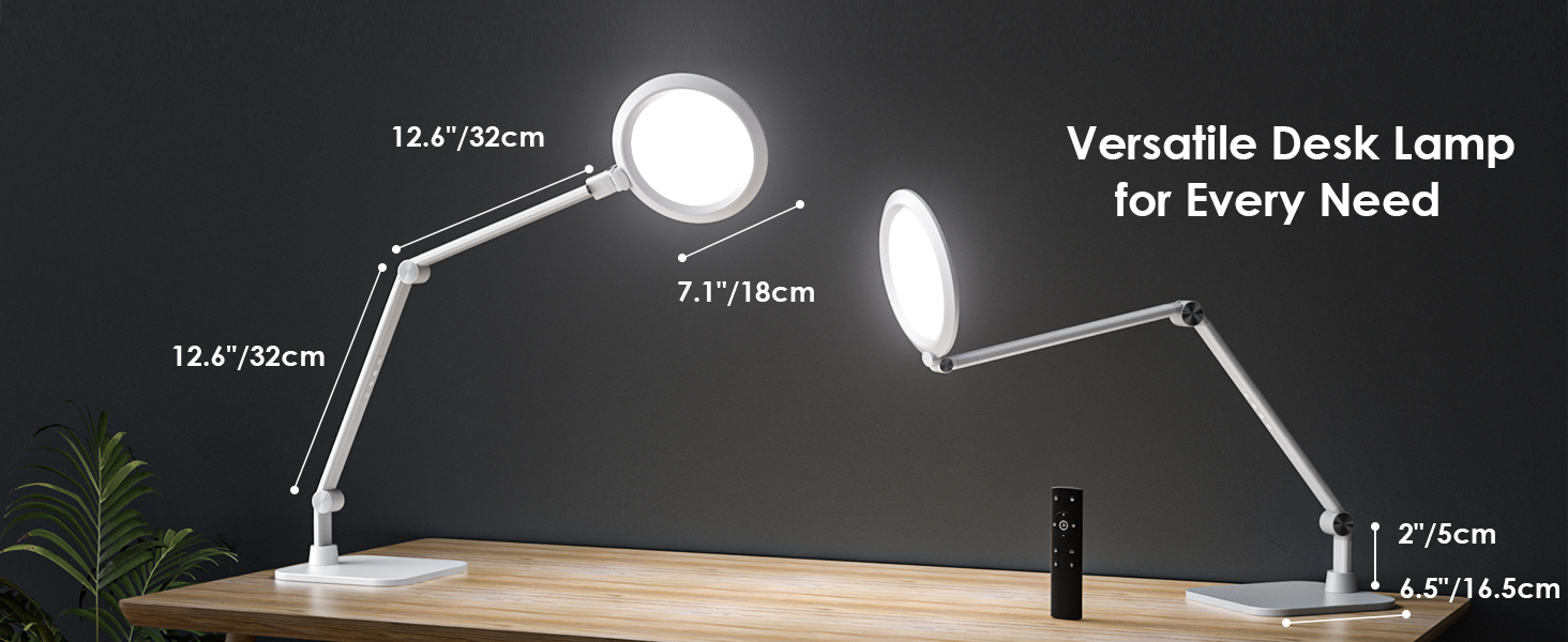 LED лампа настільна з денним світлом для відеоконференцій, офісна лампа з підставкою, регульована з 4 режимами кольору, 18W світло для відео, захищає очі, підходить для дому та офісу, матовий білий