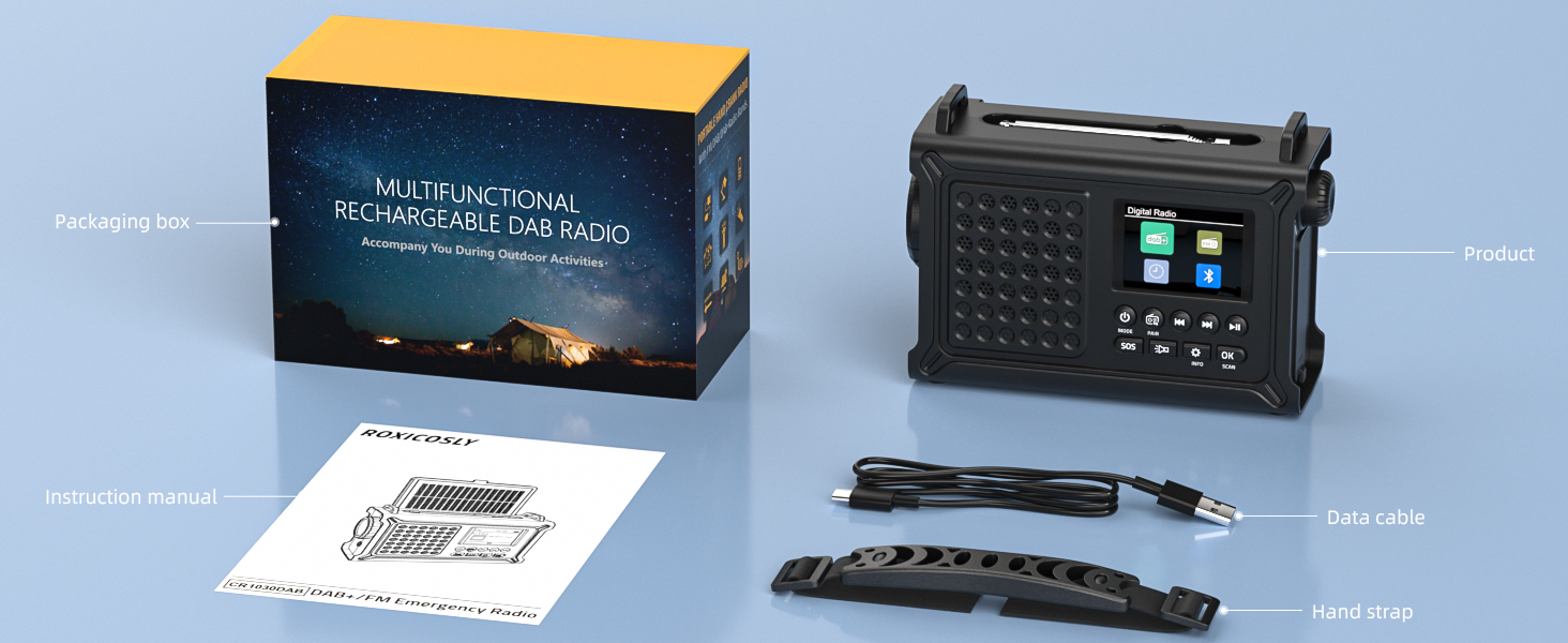 Радіо Kurbelradio на сонячній енергії та з ручним приводом | DAB/DAB+/UKW, Bluetooth 5.0 | Радіо для надзвичайних ситуацій з сонячною панеллю 8500 мм² та ручним приводом 650 мА | Портативне динамо-радіо з сонячною батареєю | Ліхтар та зарядний пристрій | Для кемпінгу та надзвичайних ситуацій, чорне