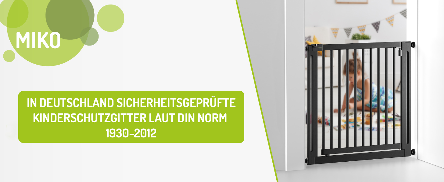 Захист від травм для дітей BOMI Miko: дерев'яні ворота для дверей, без свердління, кут 90°, ширина 63-71 см, чорний колір