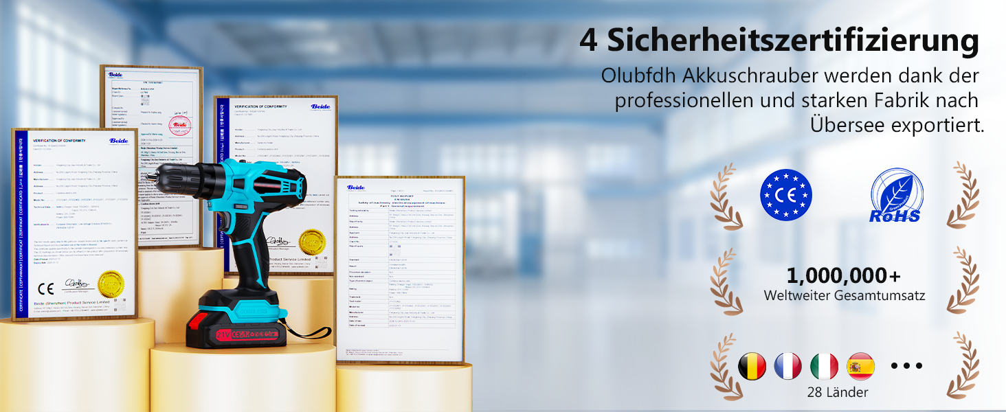 Акумуляторний шурупокрут-дрель 21V з акумулятором 4000mAh, 45Nm, 25+3 ступені, 2 швидкості, LED, 2 акумулятори 2.0Ah та зарядний пристрій, для дому та саду, DIY проєкти (Блакитний)