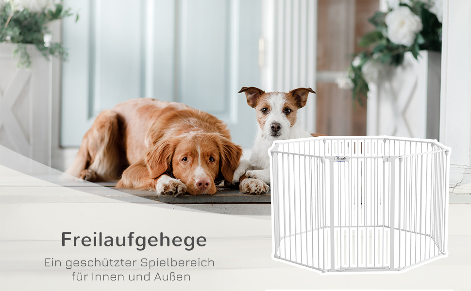 PawHut вольєр для цуценят, розкладний, 90 см, сталевий, білий, з 8 панелей та дверцятами