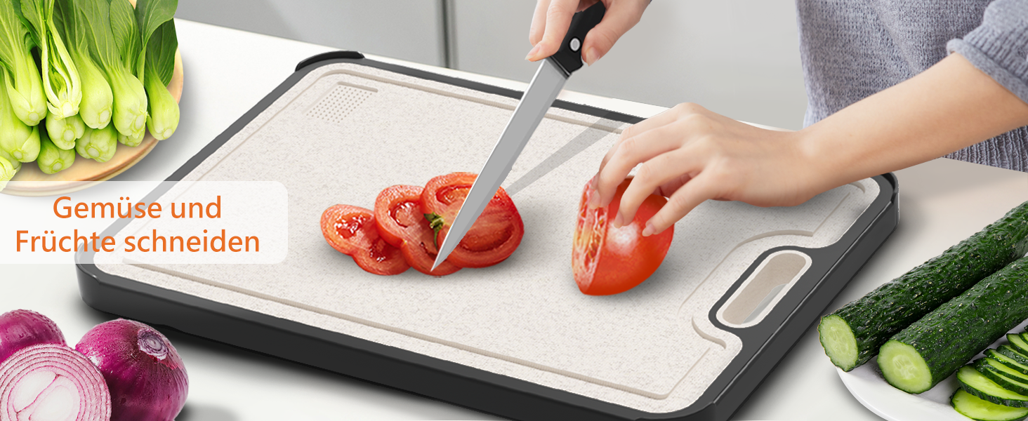 Нінджер Двостороння кухонна дошка для нарізання з нержавіючої сталі 304 та PP, для м'яса, овочів та хліба, легко миється, з ножем (38 × 27 см)