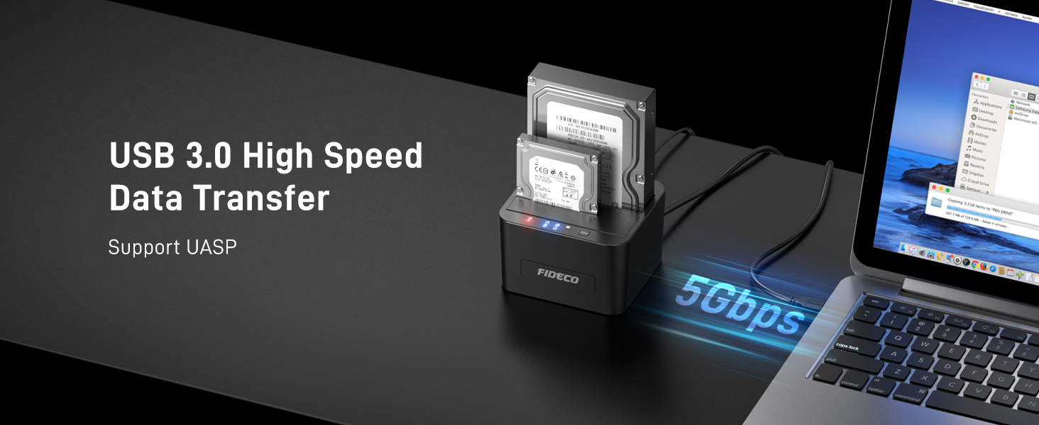 Док-станція для HDD/SSD FIDECO, USB 3.0, 2.5/3.5