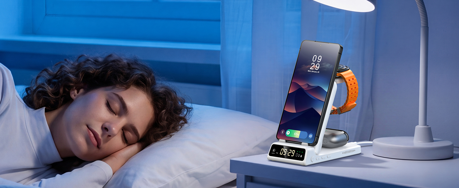 Бездротова зарядка 3-в-1 SwanScout 703S для Samsung Galaxy S26 Ultra/S25/S24/S23, Galaxy Watch 8/8 Classic/Ultra/7/6 та Buds 4/4 Pro - Біла