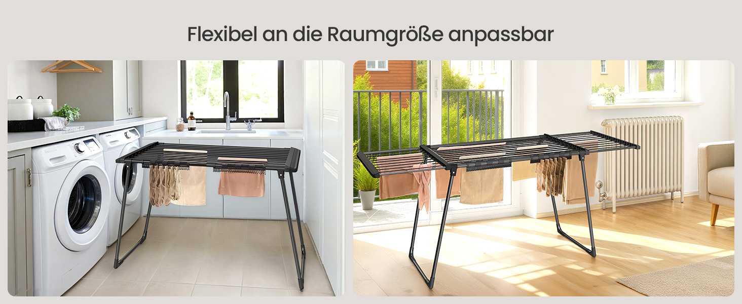 SONGMICS Сушарка для білизни, металева, 52.5 x 173 x 96.5 см, з крилами, для одягу, рушників, шкарпеток, чорна (LLR518G01)