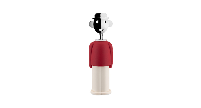 Alessi AAM23 R Corkscrew - Red Chrome-Plated Zamak & Thermoplastic Resin Design Bottle Opener