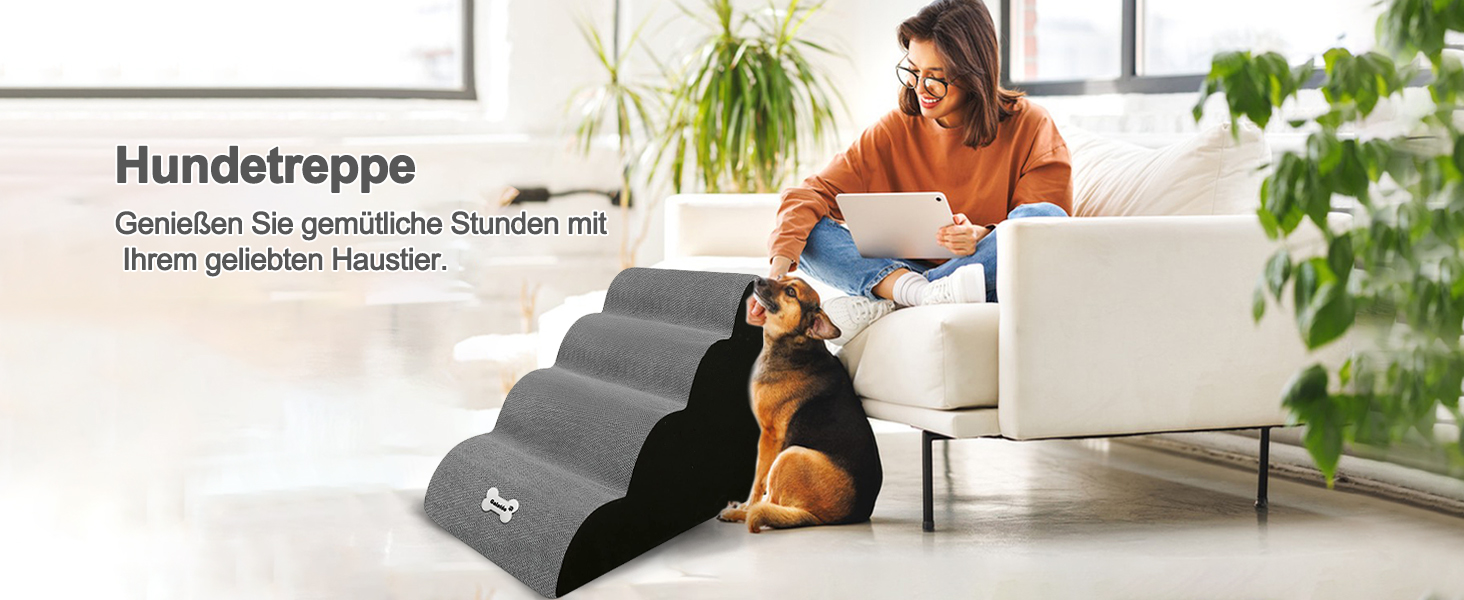 Сходинки для собак Galatée з 4 сходинками, неслизькі, для ліжка/дивану, знімний чохол, губка з високою щільністю, портативні (світло-коричневий)